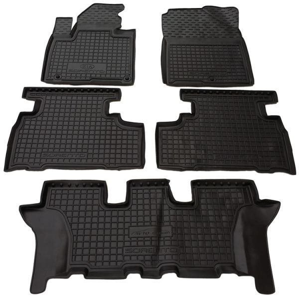 Резиновые коврики в салон Kia Sorento III (UM) (2014-2020) 7 мест (Avto-Gumm)